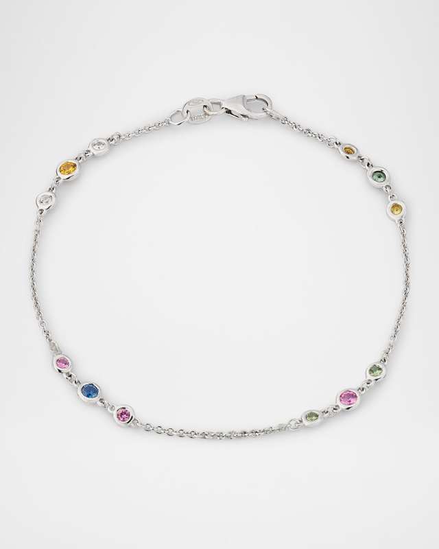 18K White Gold Multi Sapphire Bracelet